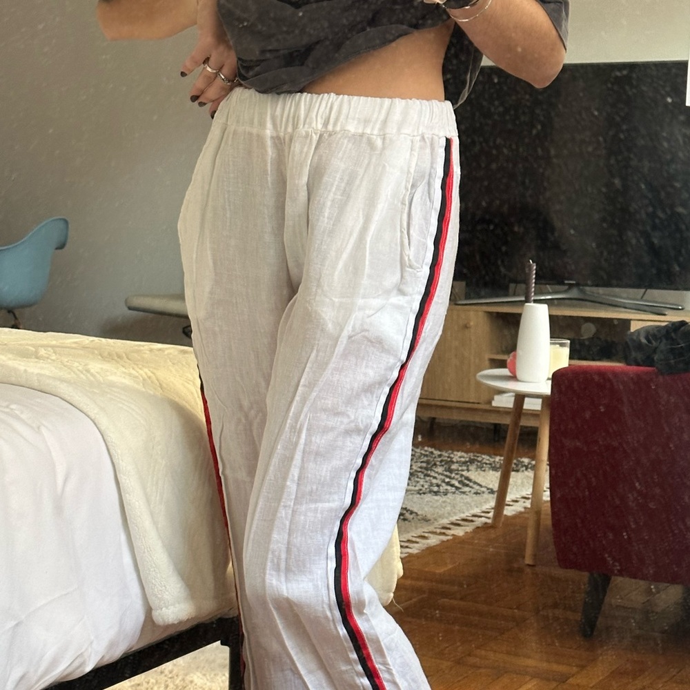 Handmade Italian White Linen Pants
